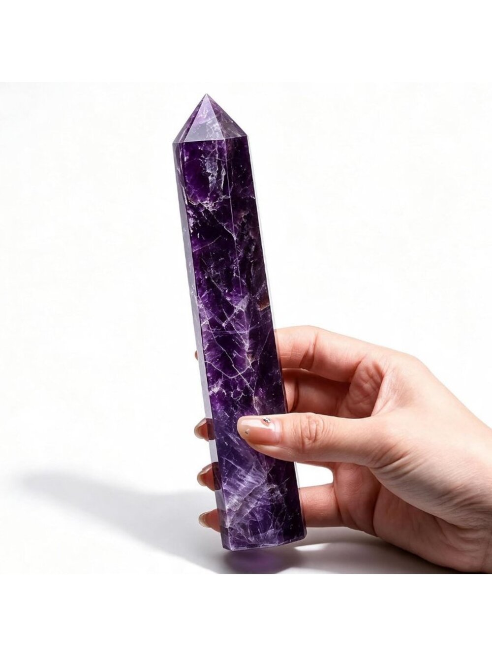 Large Amethyst Healing Crystal Wand 7-8” Chakra Point for Meditation & Home